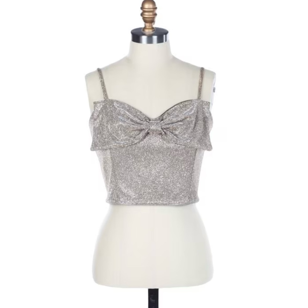 Originality Cropped Sparkle Bow Top